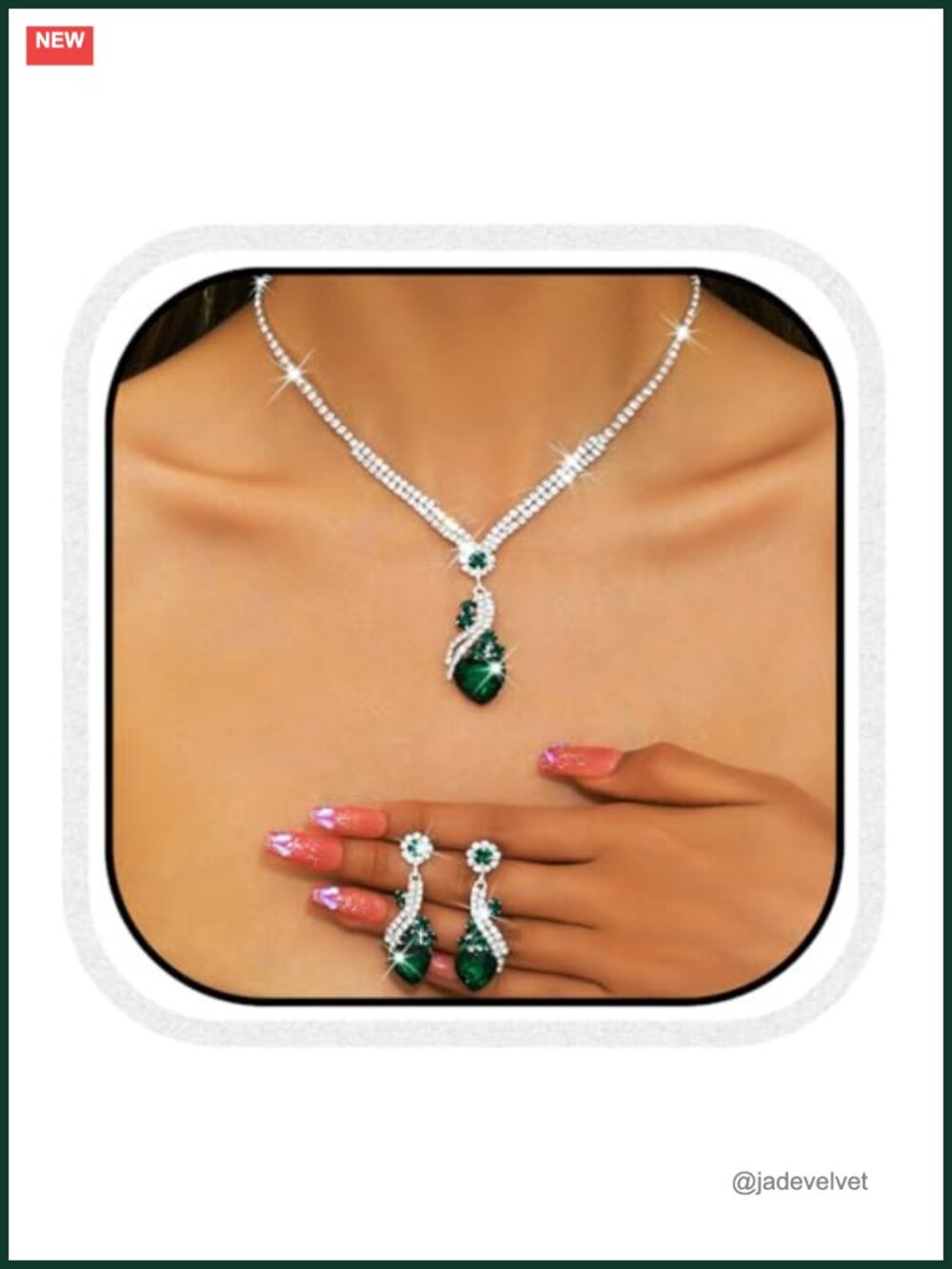 Rhinestone Necklace Earrings Set Crystal Bridal Wedding Prom Jewelry for Women